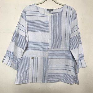 Habitat Coastal Beach Unstructured Linen Cotton 3/4 Sleeve Top Size M